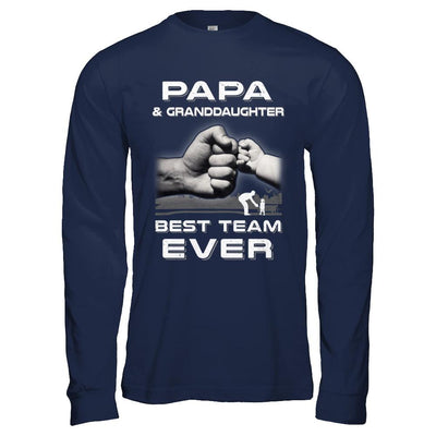 Papa And Granddaughter Best Team Ever Fathers Day-T-Shirt & Hoodie-Long Sleeve T-Shirt-Navy