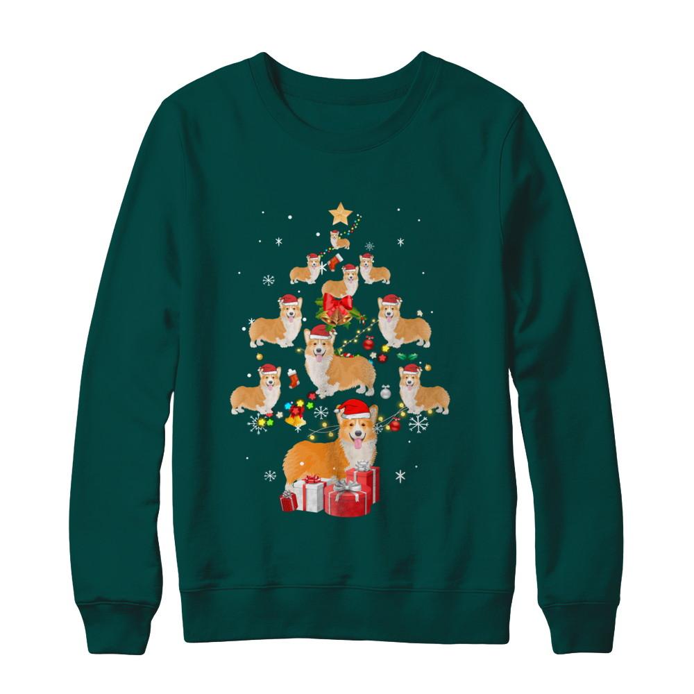 Cute Corgi Christmas Tree Dogs Lover-T-Shirt & Sweatshirt-Crewneck Sweatshirt-Deep Forest