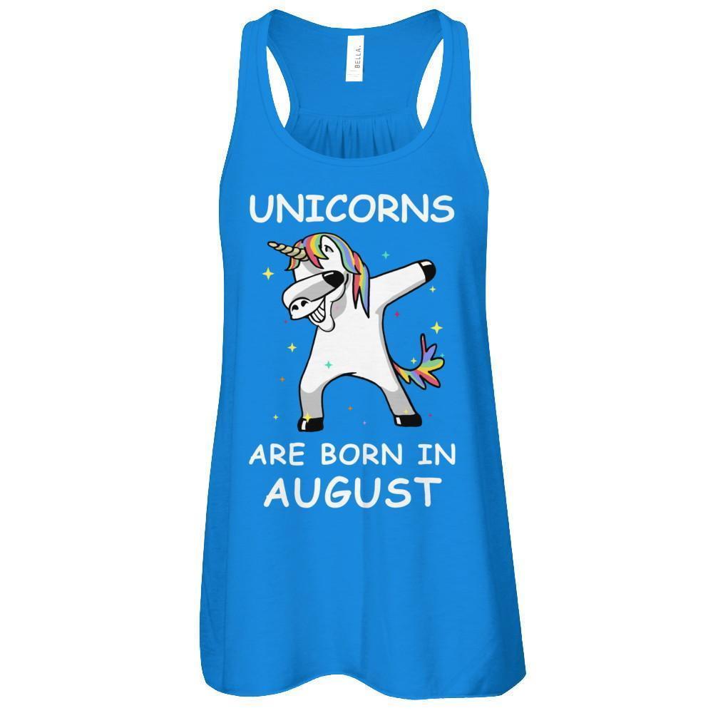 Unicorns Are Born In August Cute Dabbing-T-Shirt & Tank Top-Women's Flowy Racerback Tank-True Royal