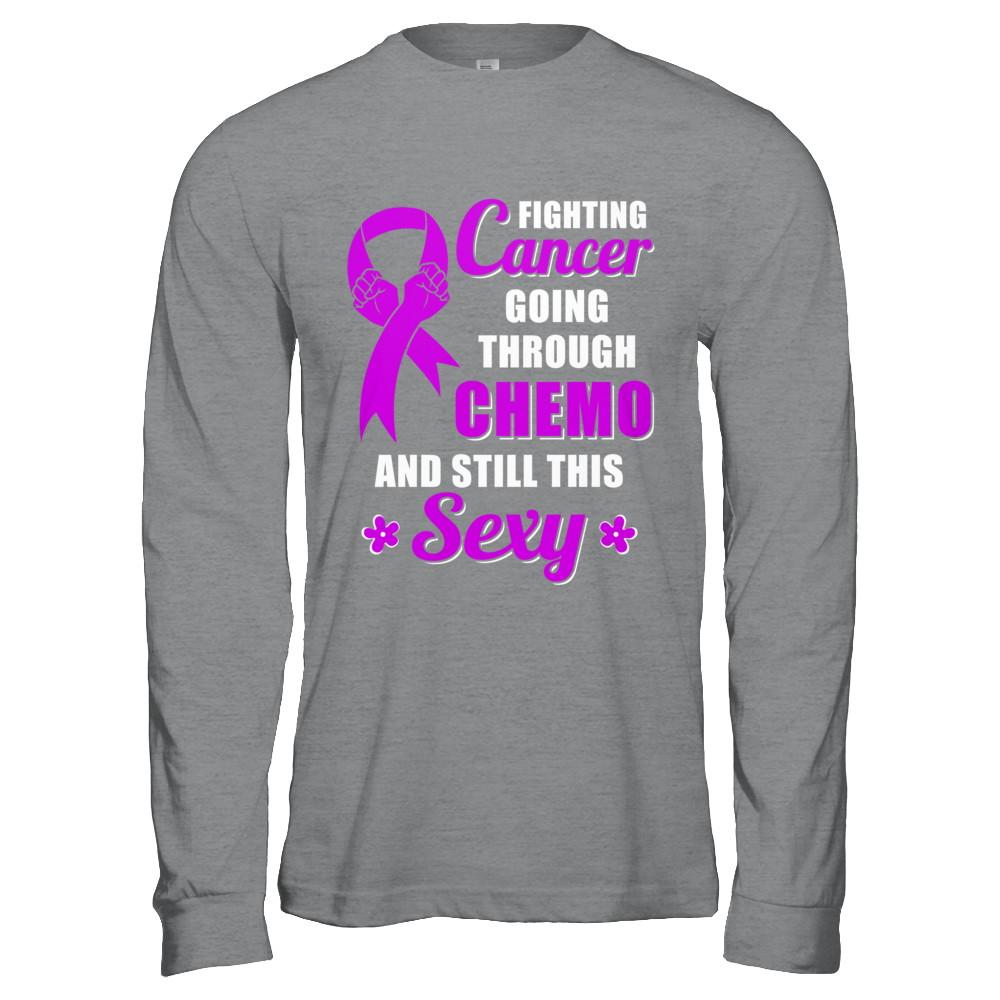 Fighting Cancer Chemo And Still This Sexy Purple Awareness-T-Shirt & Hoodie-Long Sleeve T-Shirt-Sport Grey