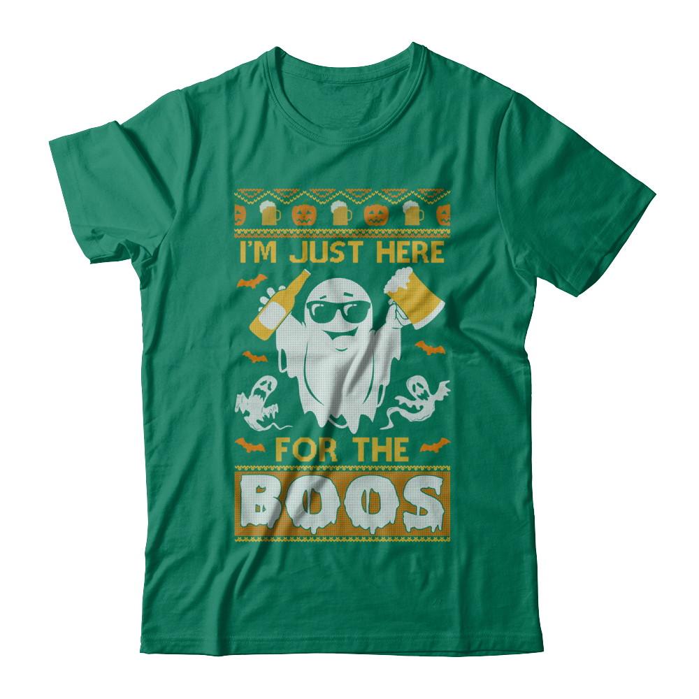 I'm Just Here For The Boos Halloween Ugly Sweater-T-Shirt & Hoodie-Classic T-Shirt-Kelly Green