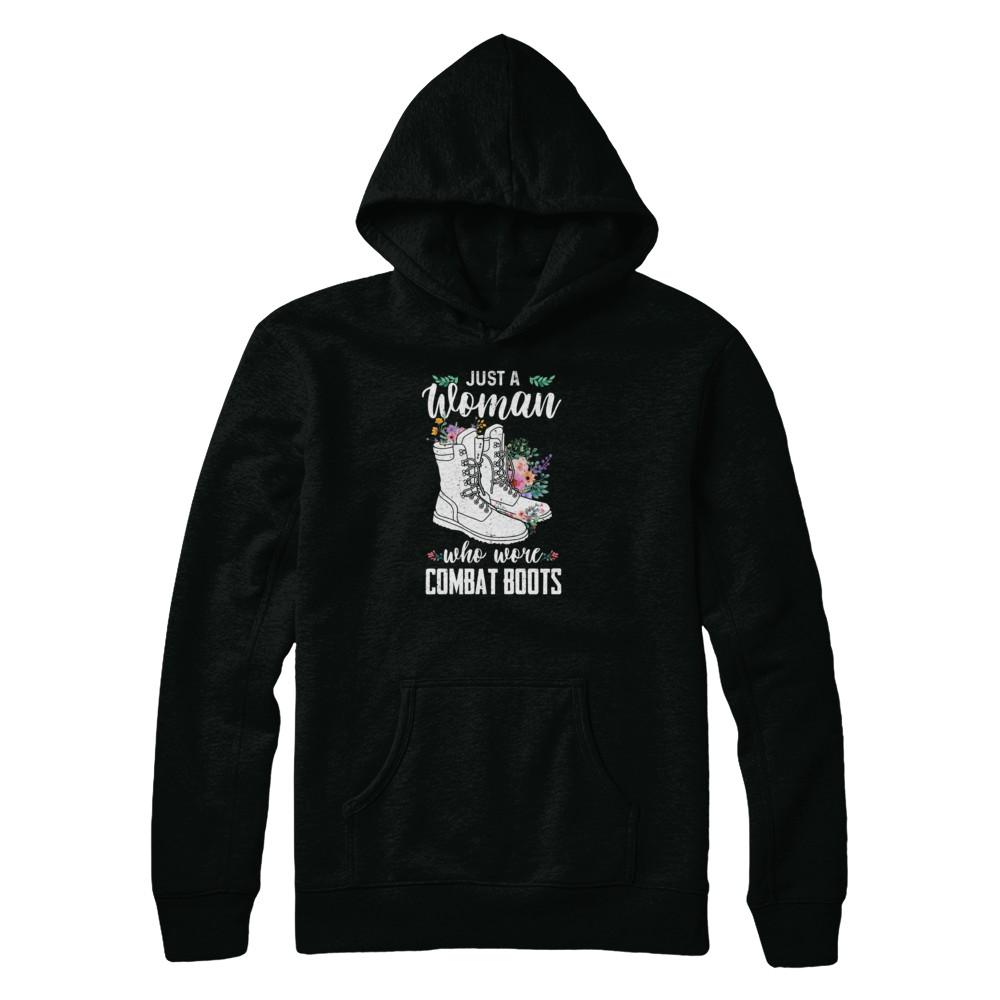 Just A Woman Who Wore Combat Boots Veteran-T-Shirt & Tank Top-Pullover Hoodie-Black