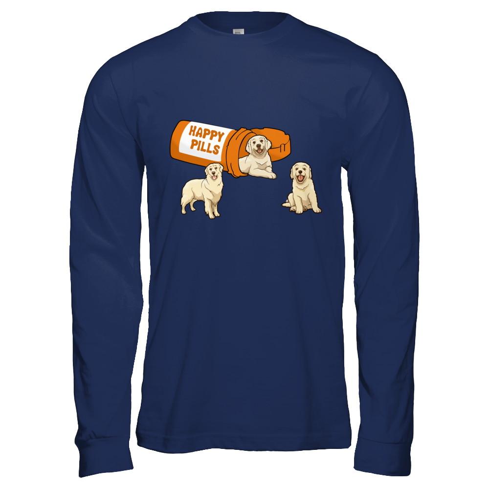 Retrievers Labrador Golden Happy Pills-T-Shirt & Hoodie-Long Sleeve T-Shirt-Navy