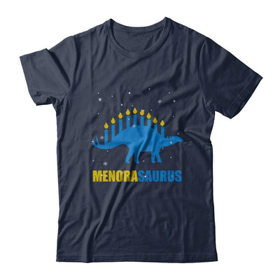 Funny Hanukkah Dinosaur Menorah Stegosaurus Menorasaurus-T-Shirt & Sweatshirt-Classic T-Shirt-Navy