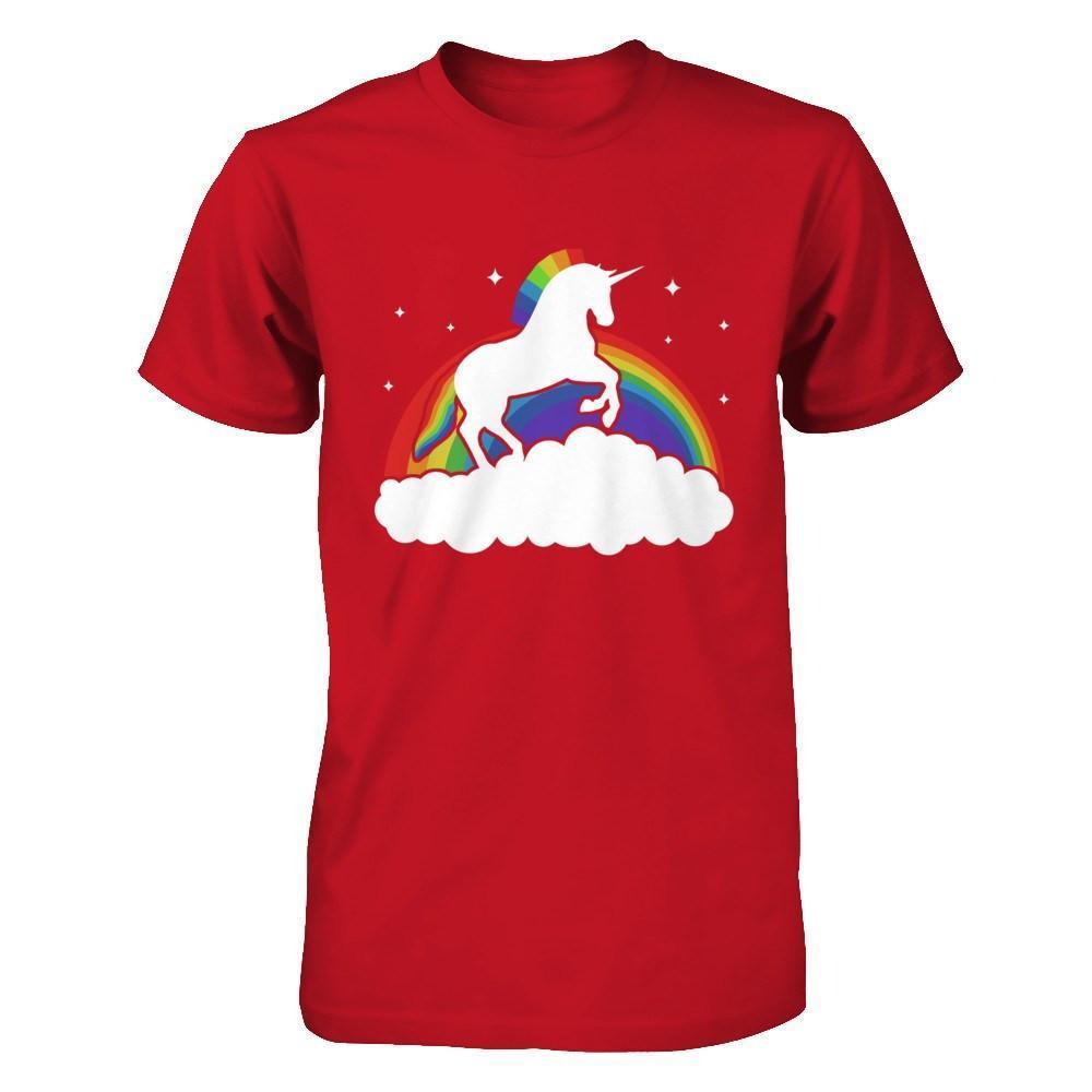 Totally Straight Unicorn Rainbow Gay Pride-T-Shirt & Hoodie-Classic T-Shirt-Red