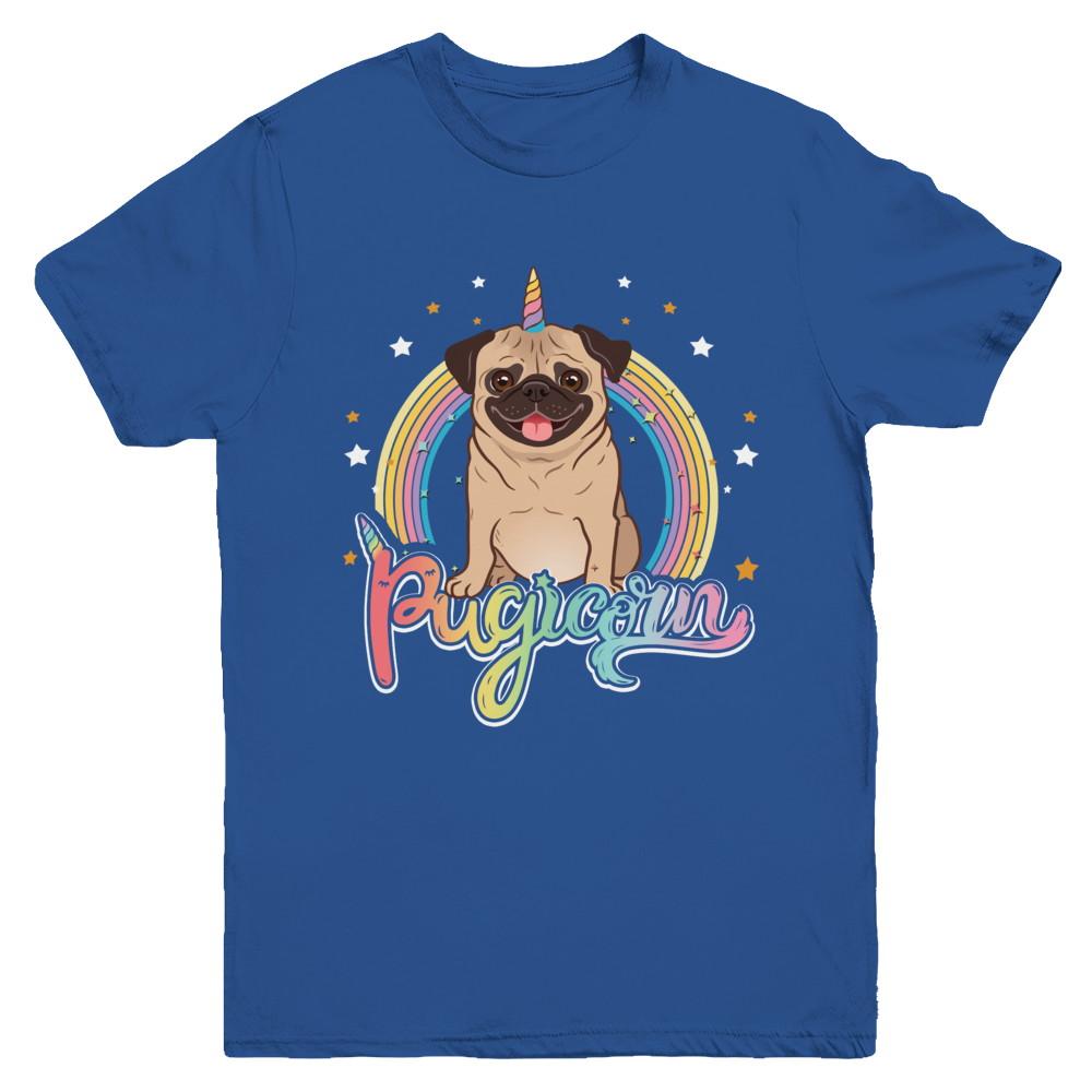 Rainbow Pugicorn Pug Unicorn For Kids Youth-Youth Shirt-Youth T-Shirt-Royal