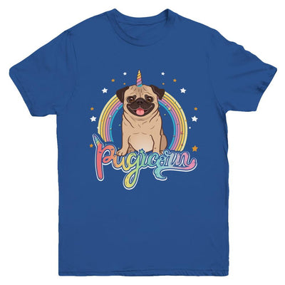 Rainbow Pugicorn Pug Unicorn For Kids Youth-Youth Shirt-Youth T-Shirt-Royal