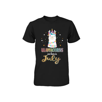 Llama Unicorn Llamacorns Born In July Birthday Gift Youth-Youth Shirt-Toddler T-Shirt-Black