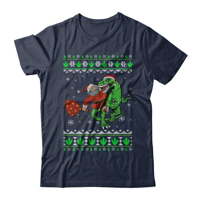 Santa Riding Dinosaur T-Rex Ugly Christmas Sweater-T-Shirt & Sweatshirt-Classic T-Shirt-Navy