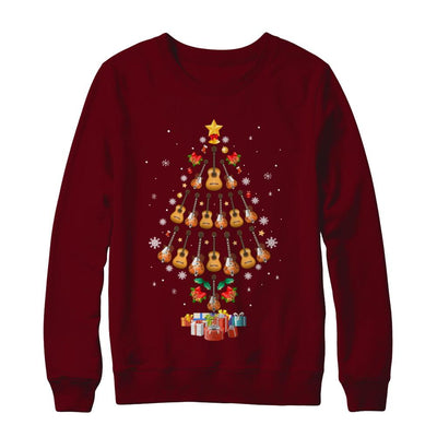 Music Guitar Christmas Tree Merry Xmas Gift-T-Shirt & Sweatshirt-Crewneck Sweatshirt-Maroon