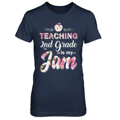 Teaching 2nd Grade Is My Jam Back To School Teacher-T-Shirt & Hoodie-Women's T-Shirt-Navy