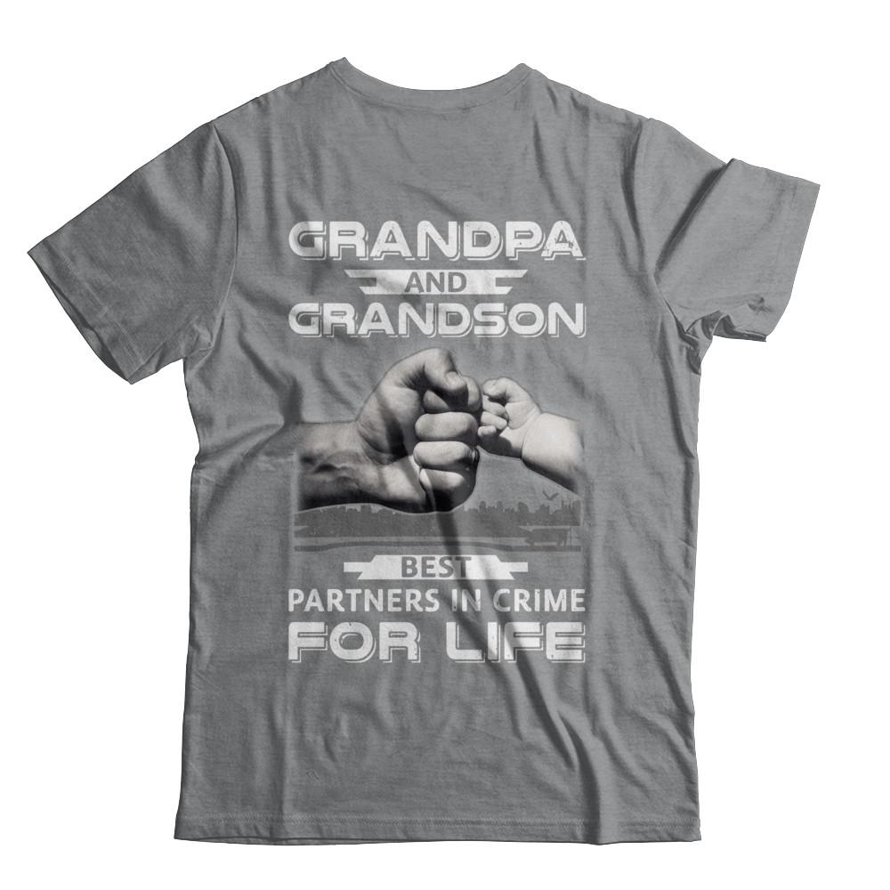 Grandpa And Grandson Best Partners In Crime For Life-T-Shirt & Hoodie-Classic T-Shirt-Sport Grey