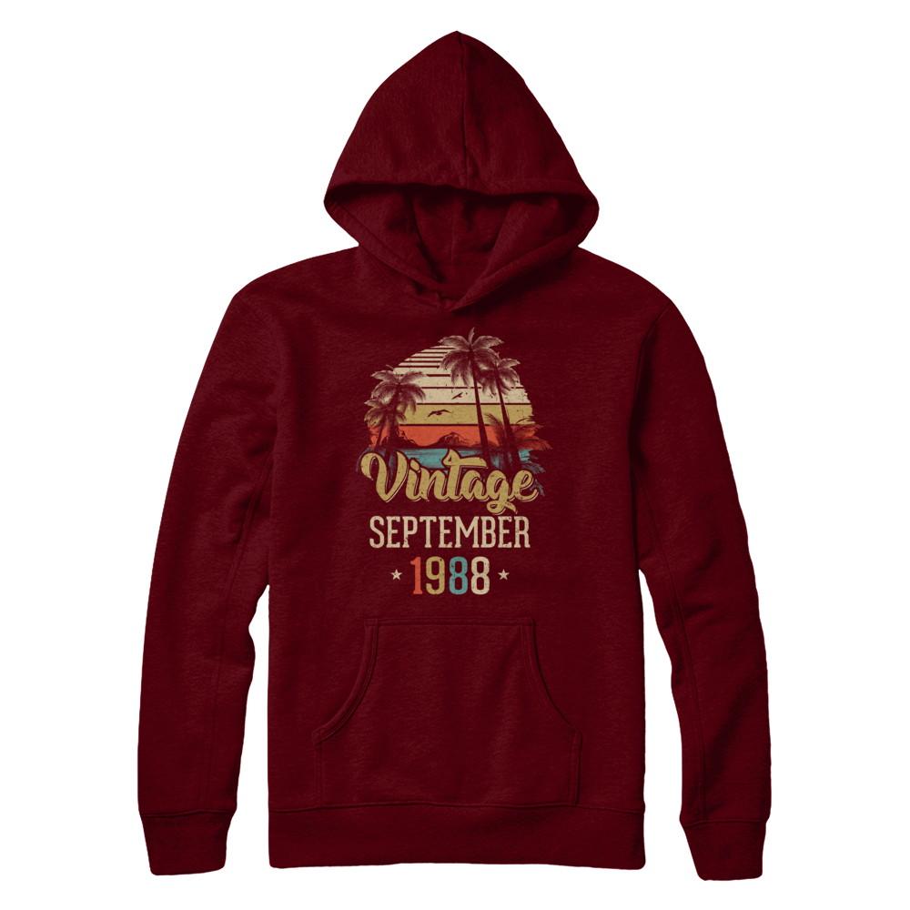 Retro Classic Vintage September 1988 33th Birthday Gift-T-Shirt & Hoodie-Pullover Hoodie-Maroon