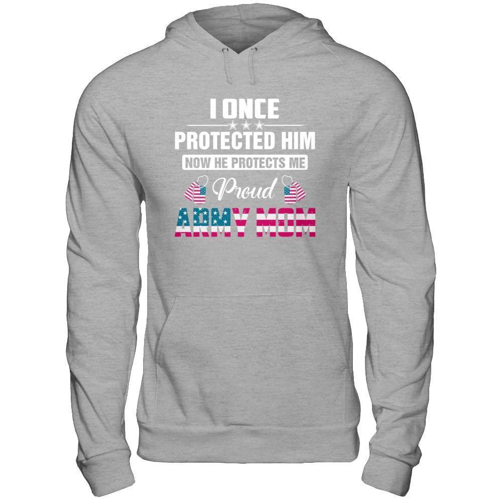 I Once Protected Him He Protects Me Proud Army Mom-T-Shirt & Hoodie-Pullover Hoodie-Sport Grey