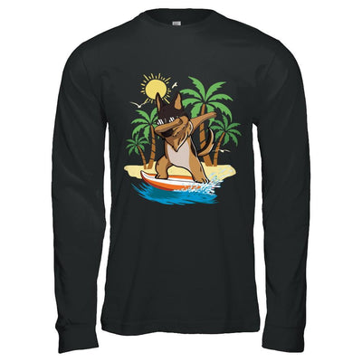 Summer Vacation Dabbing German Shepherd Surfing Surfboard Gift-T-Shirt & Hoodie-Long Sleeve T-Shirt-Black