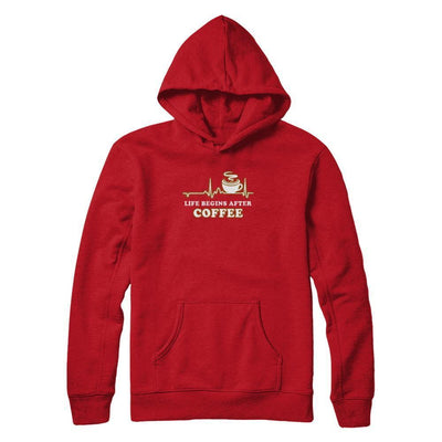 Life Begins After Coffee Heartbeat-T-Shirt & Tank Top-Pullover Hoodie-Red