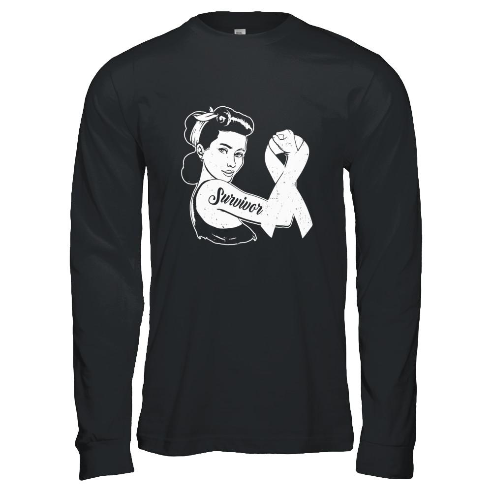 We Can Cure It Lung Cancer Clear Awareness Survivor-T-Shirt & Hoodie-Long Sleeve T-Shirt-Black