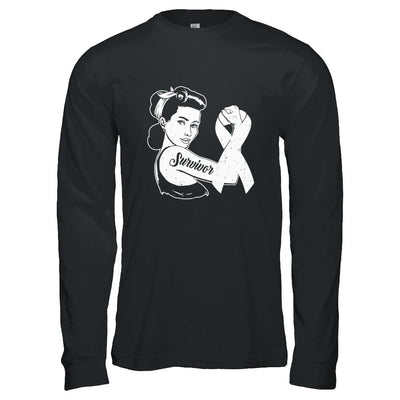 We Can Cure It Lung Cancer Clear Awareness Survivor-T-Shirt & Hoodie-Long Sleeve T-Shirt-Black