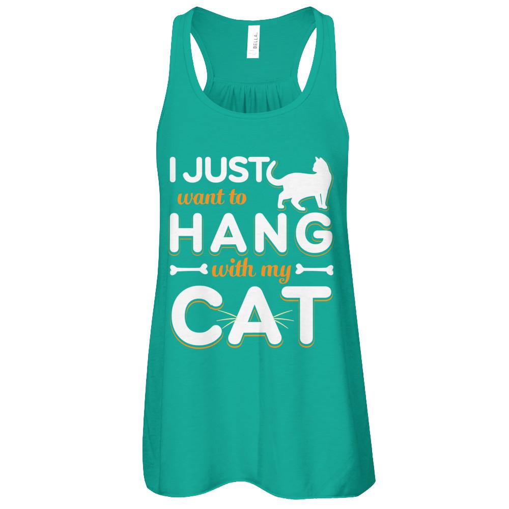 I Just Want To Hang With My Cat-T-Shirt & Tank Top-Women's Flowy Racerback Tank-Kelly
