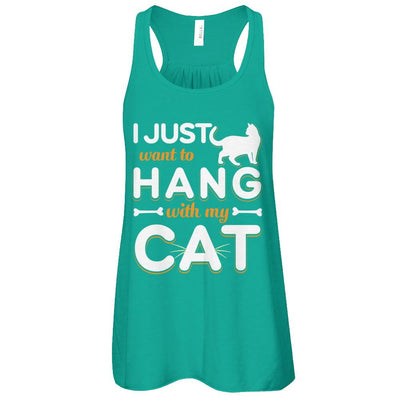 I Just Want To Hang With My Cat-T-Shirt & Tank Top-Women's Flowy Racerback Tank-Kelly