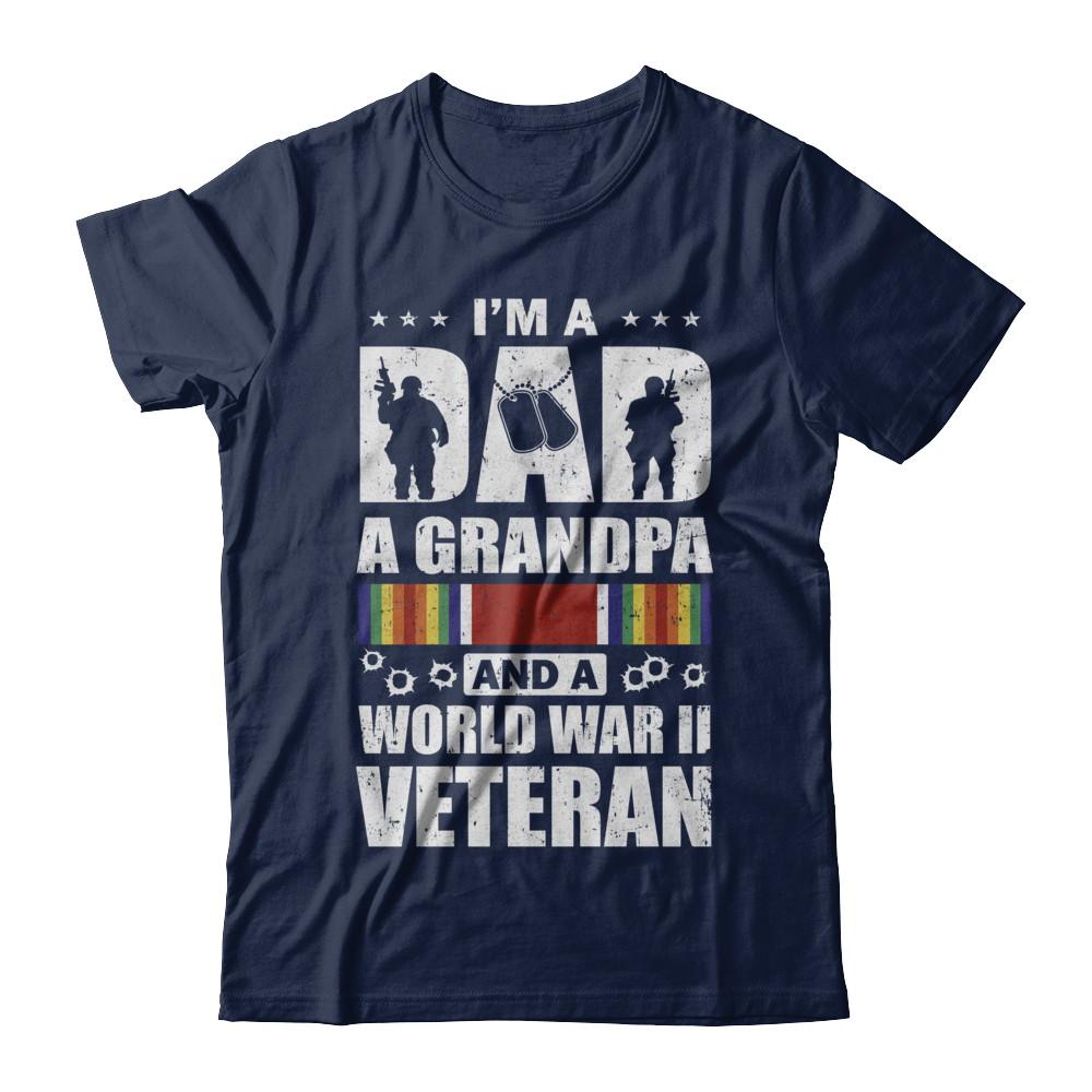 A Dad A Grandpa And A World War II Veteran Fathers Day-T-Shirt & Hoodie-Classic T-Shirt-Navy