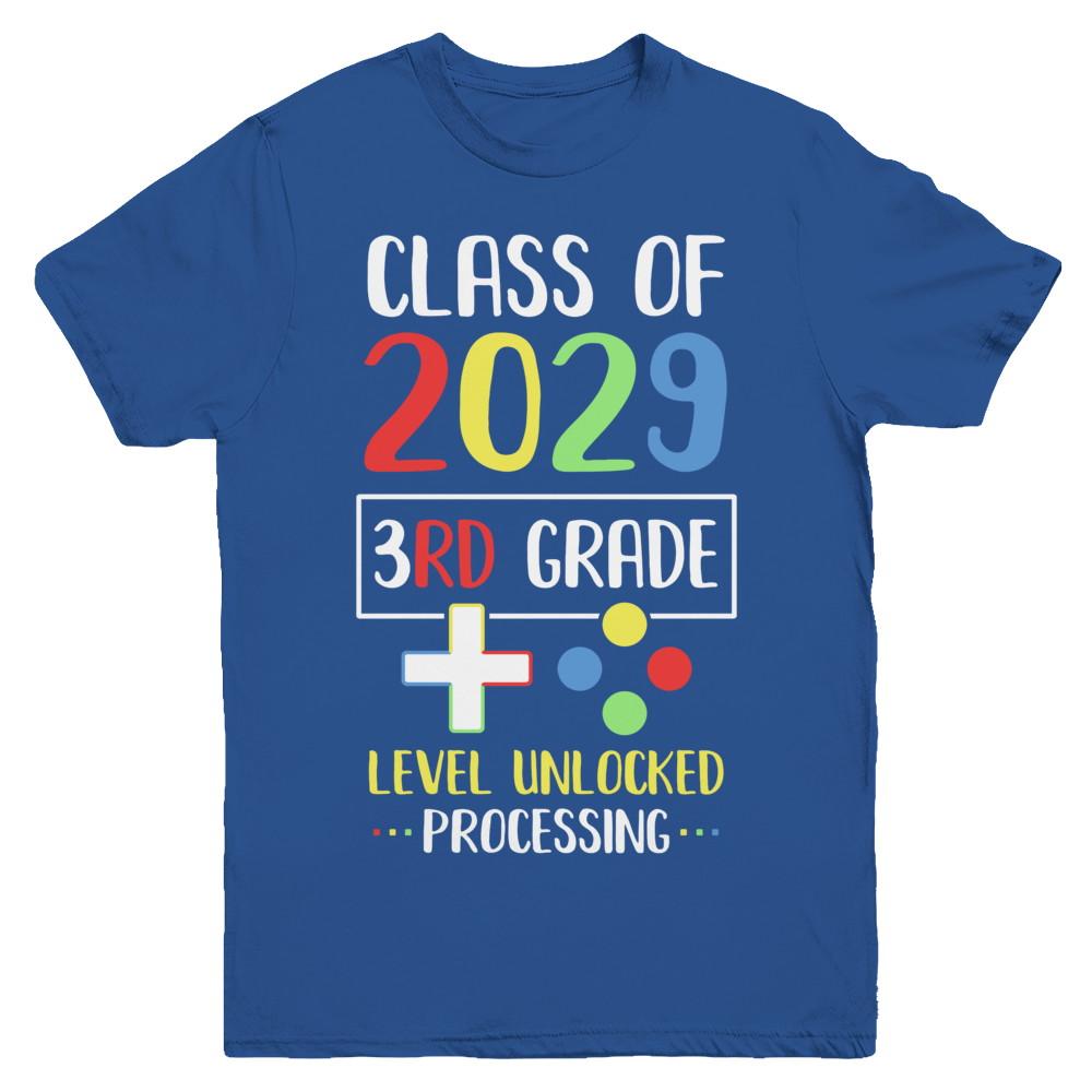 Class Of 2029 3rd Grade Level Unlock Gaming Back Go School Youth-Youth Shirt-Youth T-Shirt-Royal