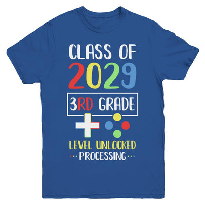 Class Of 2029 3rd Grade Level Unlock Gaming Back Go School Youth-Youth Shirt-Youth T-Shirt-Royal