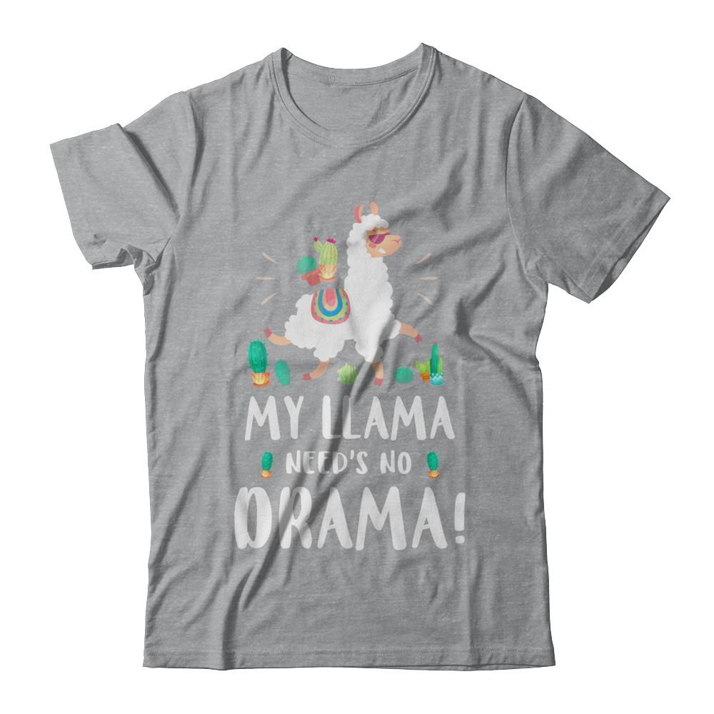 Funny Lama Cactus Llama Need's No Drama-T-Shirt & Hoodie-Classic T-Shirt-Sport Grey