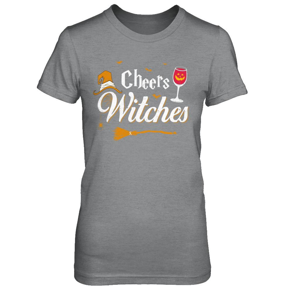 Cheers Witches Happy Hallowine Witch Halloween-T-Shirt & Hoodie-Women's T-Shirt-Sport Grey
