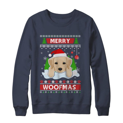 Labrador Merry Woofmas Ugly Christmas Sweater-T-Shirt & Sweatshirt-Crewneck Sweatshirt-Navy