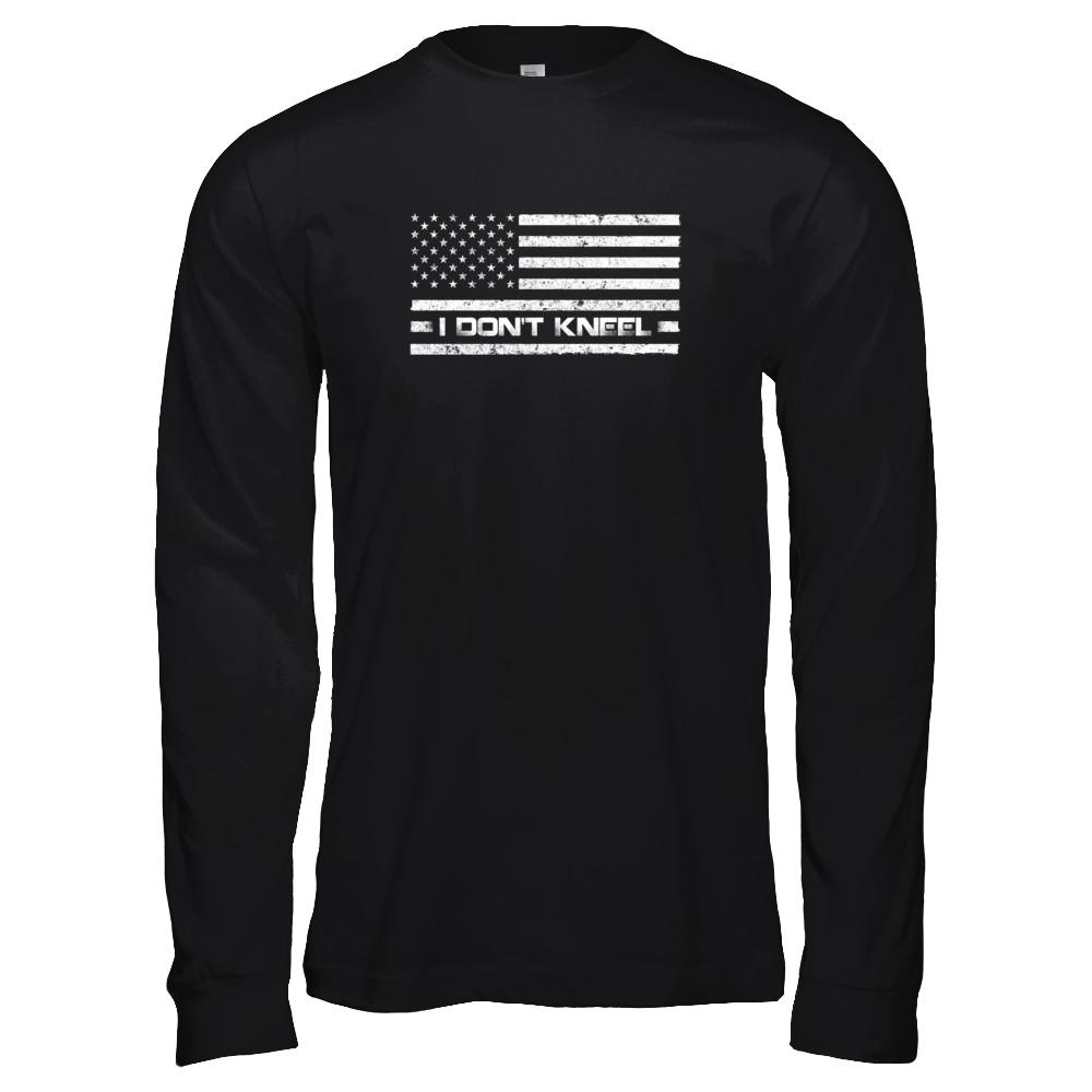 I Don't Kneel Us Flag-T-Shirt & Tank Top-Long Sleeve T-Shirt-Black