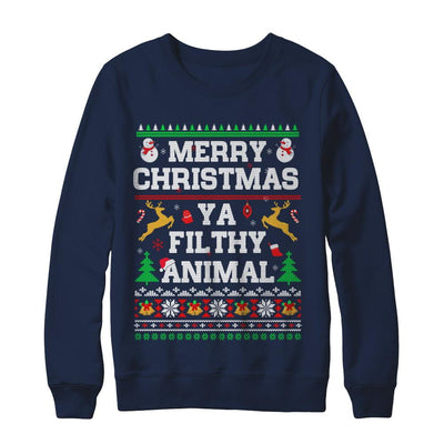 Merry Christmas Filthy Animal Ugly Sweater-T-Shirt & Sweatshirt-Crewneck Sweatshirt-Navy