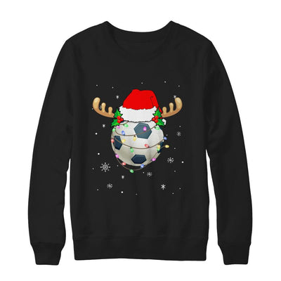 Santa Hat Soccer Reindeer Christmas Gifts-T-Shirt & Sweatshirt-Crewneck Sweatshirt-Black