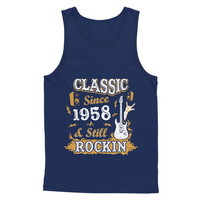 Vintage Classic Since 1958 With Rockin 63th Birthday-T-Shirt & Hoodie-Unisex Tank-Navy