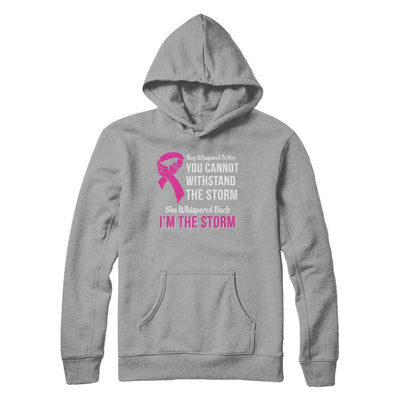 She Whispered Back I Am The Storm Breast Cancer-T-Shirt & Hoodie-Pullover Hoodie-Light Steel