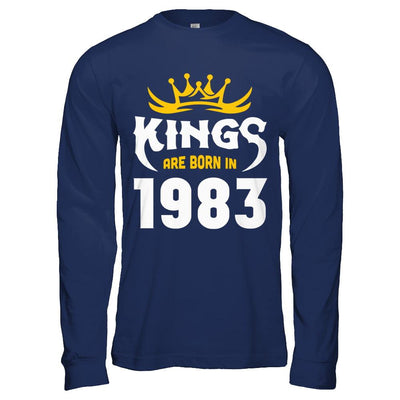Kings Are Born In 1983 Birthday Gift-T-Shirt & Hoodie-Long Sleeve T-Shirt-Navy