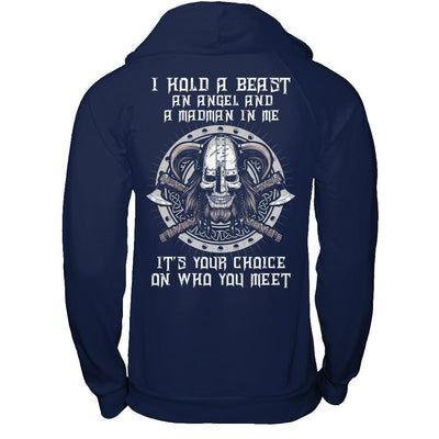 Viking I Hold A Beast An Angel And A Madman In Me-T-Shirt & Hoodie-Pullover Hoodie-Navy