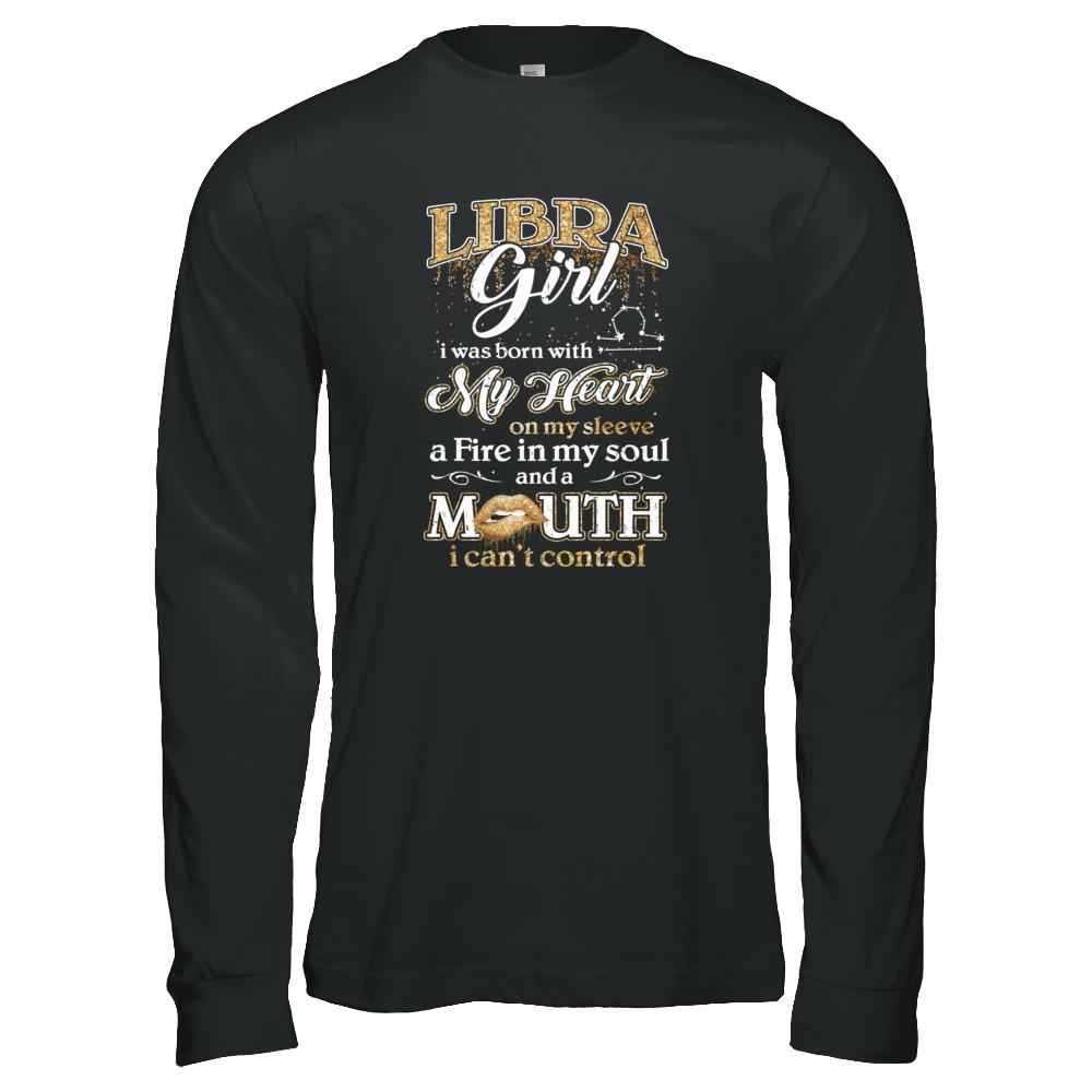 I'm A Libra Girl Lipstick September October Funny Zodiac Birthday-T-Shirt & Tank Top-Long Sleeve T-Shirt-Black