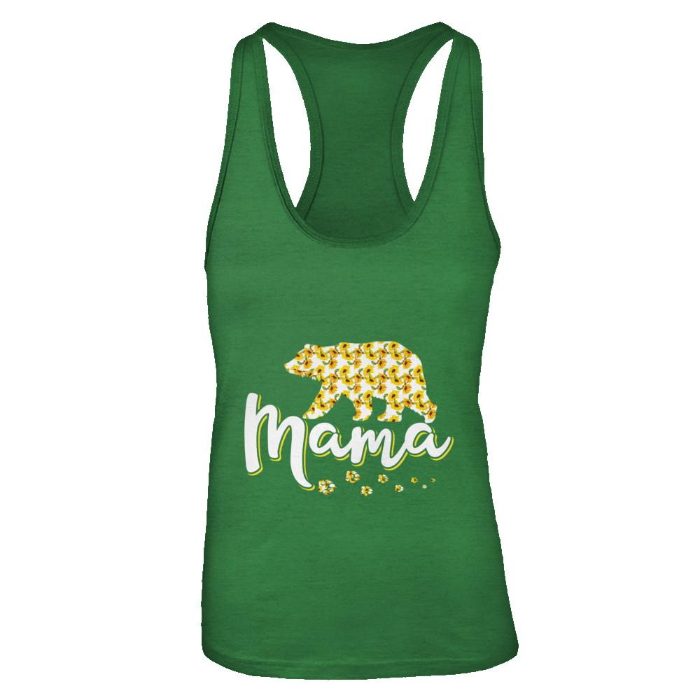 Sunflower Bear Mothers Day Gift Flowers Mama Floral-T-Shirt & Tank Top-Women's Ideal Racerback Tank-Kelly Green
