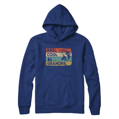 Vintage Reel Cool Grandpa Fish Fishing Fathers Day-T-Shirt & Hoodie-Pullover Hoodie-Deep Royal