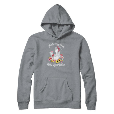 Just A Woman Who Loves Tattoos-T-Shirt & Tank Top-Pullover Hoodie-Light Steel