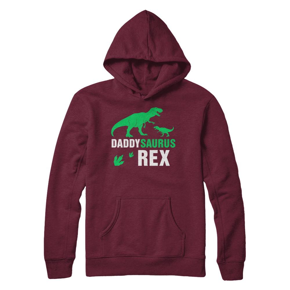 Funny Fathers Day Gift Daddysaurus Dinosaur Rex-T-Shirt & Hoodie-Pullover Hoodie-Maroon