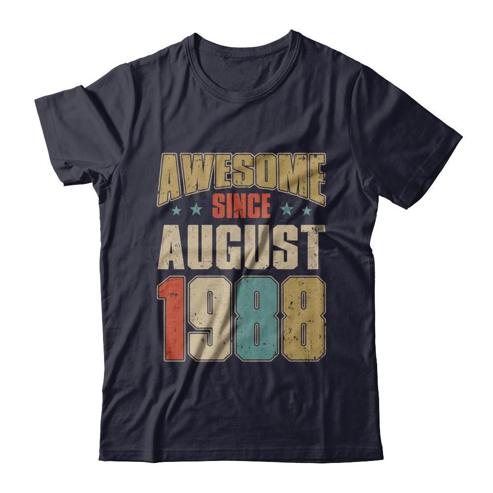 Vintage Retro Awesome Since August 1988 33th Birthday-T-Shirt & Hoodie-Premium T-Shirt-Midnight Navy