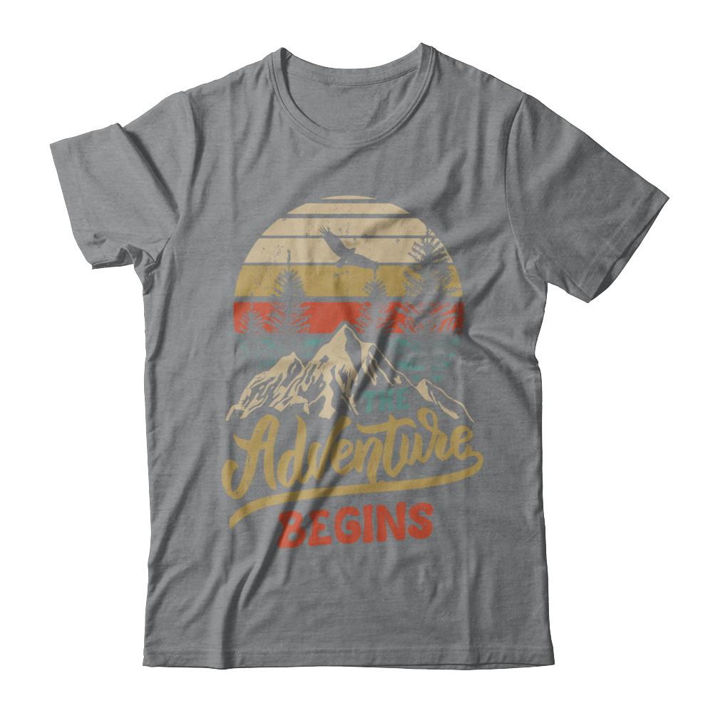 The Adventure Begins Climb The Mountain Vintage-T-Shirt & Hoodie-