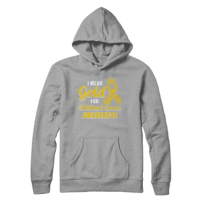 Dad Mom I Wear Gold For Childhood Cancer Awareness-T-Shirt & Hoodie-Pullover Hoodie-Light Steel