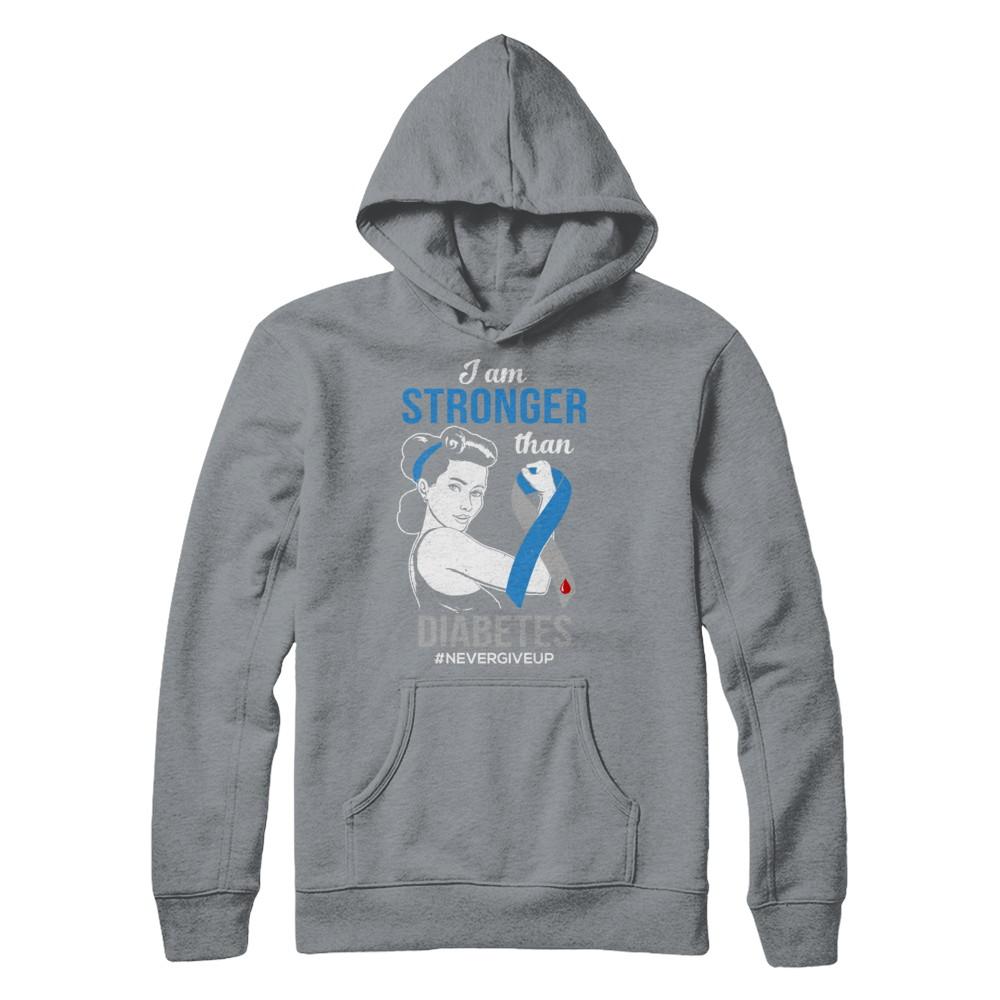 I Am Stronger Than Diabetes Awareness Support-T-Shirt & Hoodie-Pullover Hoodie-Light Steel