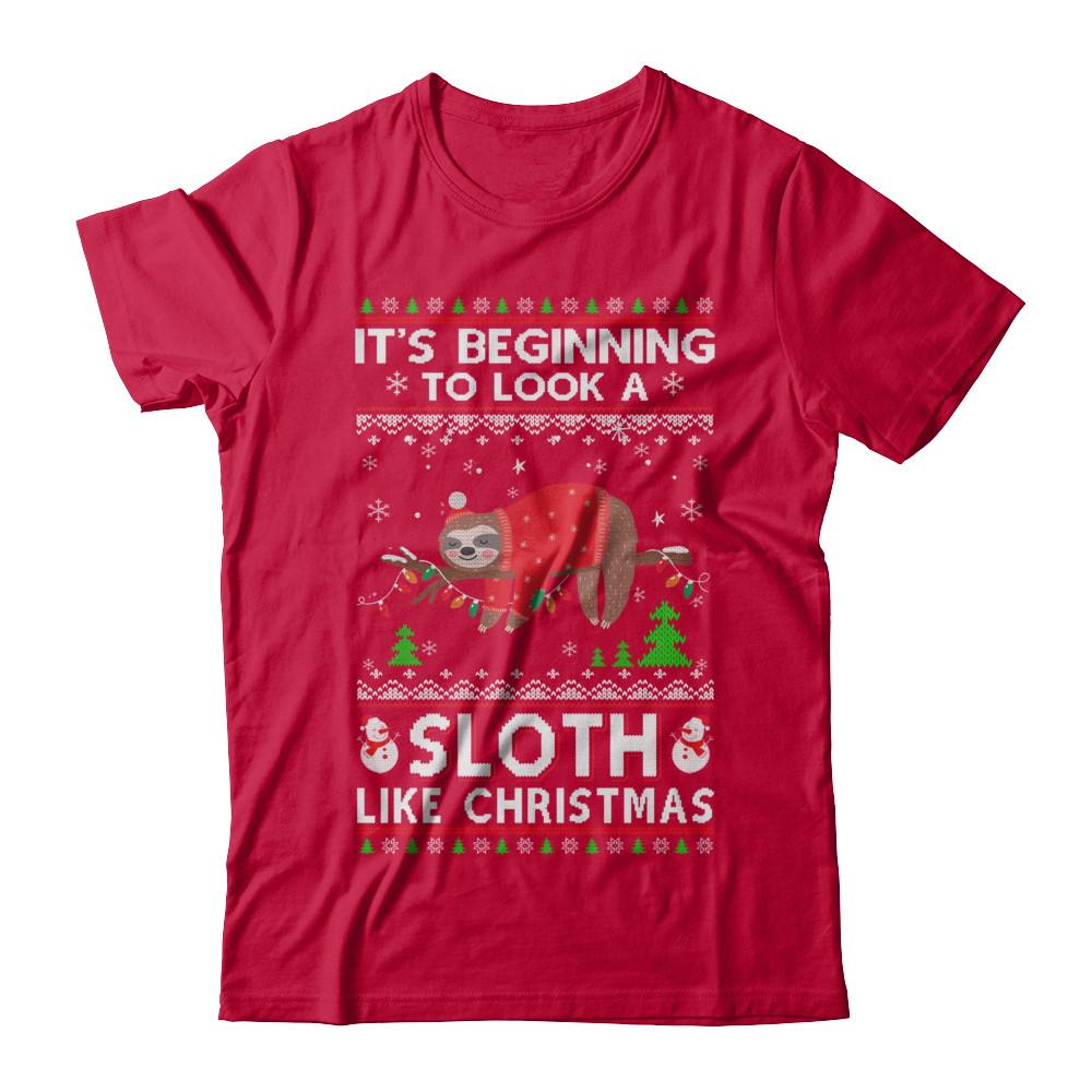 It's Beginning To Look A Sloth Like Christmas Sweater-T-Shirt & Sweatshirt-Classic T-Shirt-Red