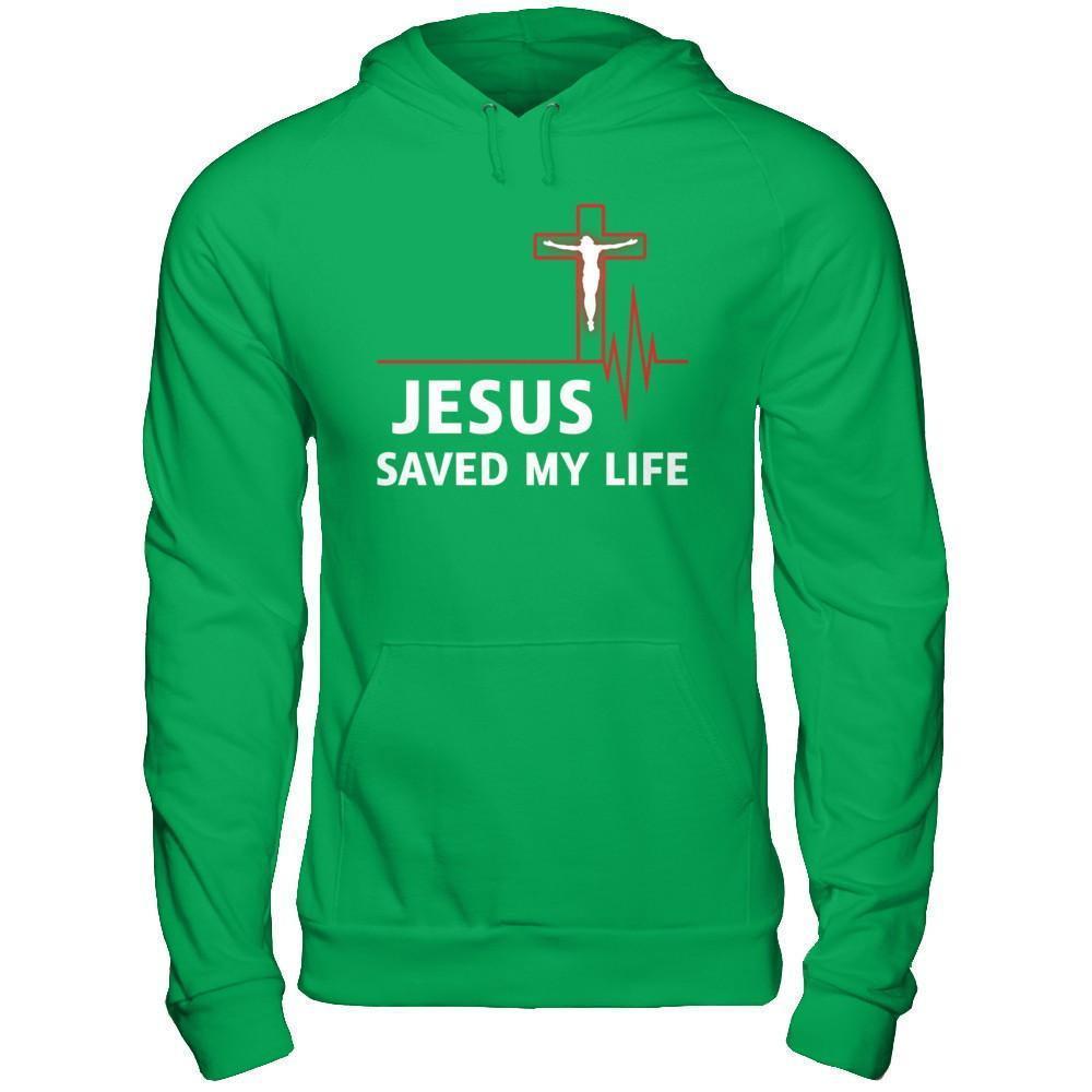 Jesus Saved My Life-T-Shirt & Hoodie-Pullover Hoodie-Irish Green