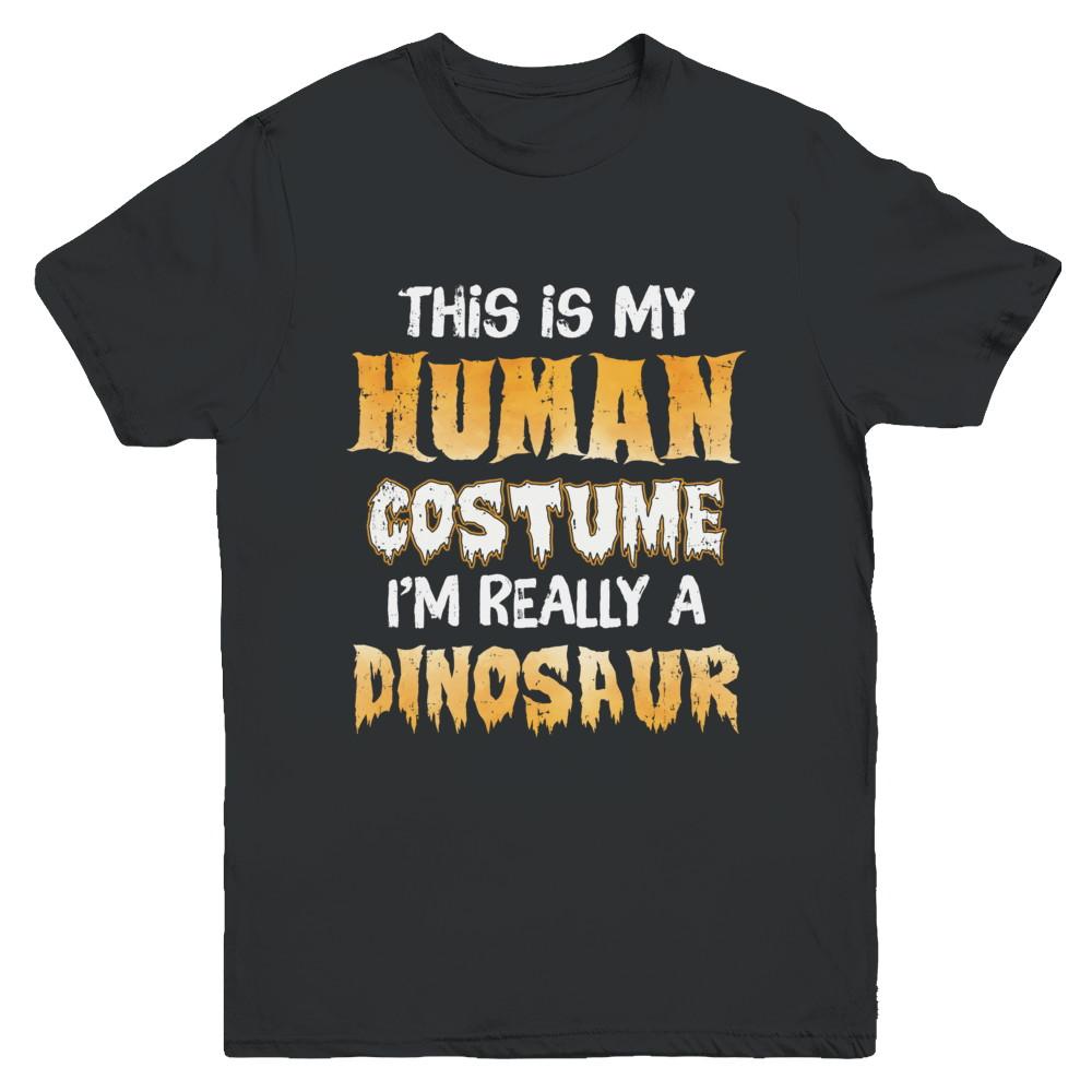 This Is My Human Costume Dinosaur T-Rex Halloween Youth-Youth Shirt-Youth T-Shirt-Black