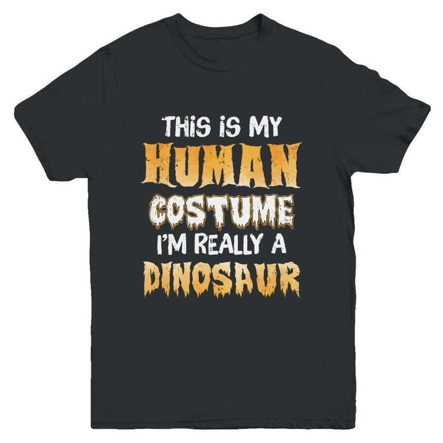 This Is My Human Costume Dinosaur T-Rex Halloween Youth-Youth Shirt-Youth T-Shirt-Black